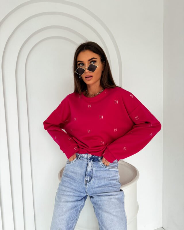 Bluza DARLING fuksja z beżowym haftem