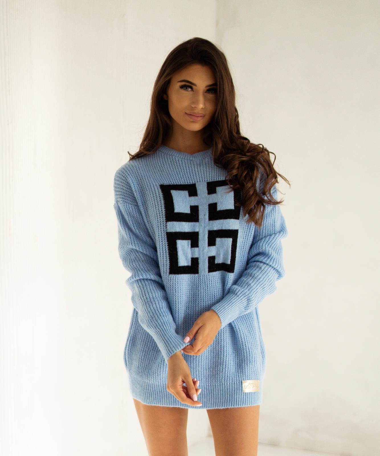 Sweter PRINTED błękitny